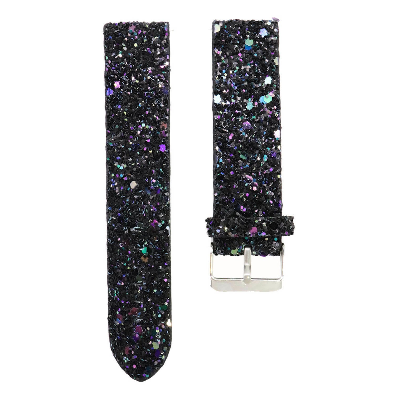 Coros Pace 2 leren glitter bandje (zwart)