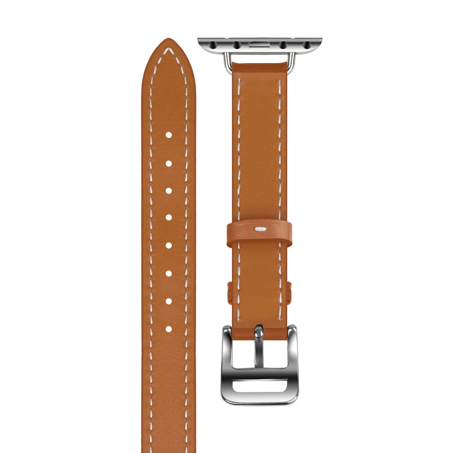 Apple Watch leren double tour band (lichtbruin)