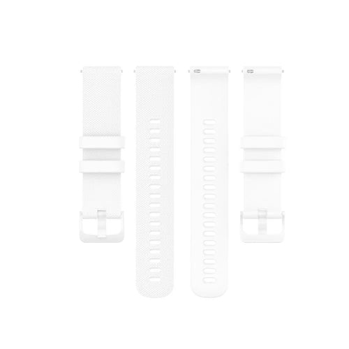Premium Silicone Strap, white, laid flat, separate parts, direct top view