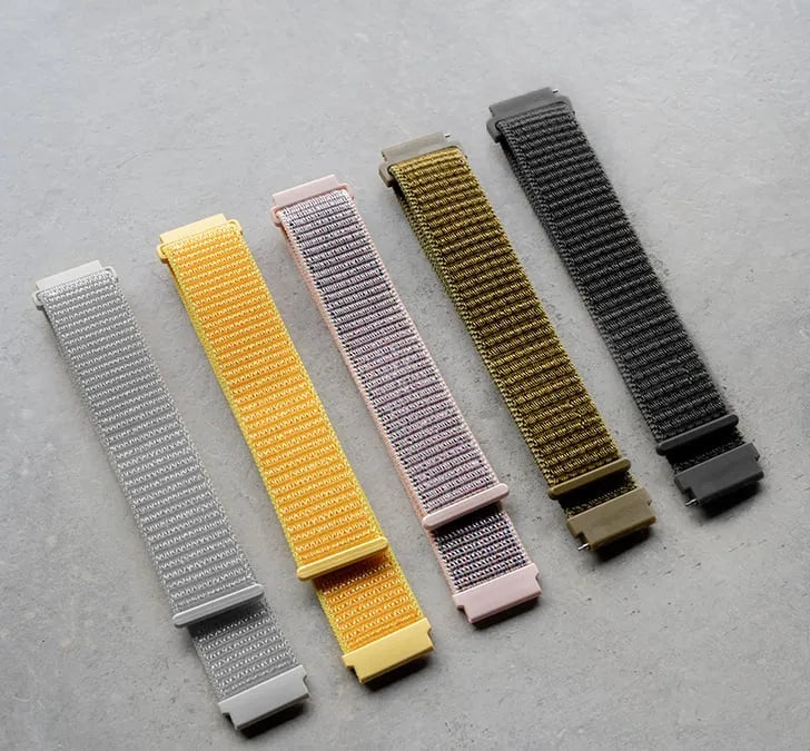 Nylon Strap, seashell, laid flat, separate parts, direct top view