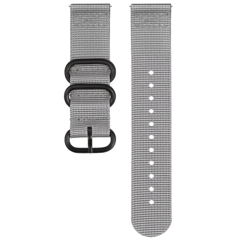 Nylon Buckle Strap, grey, laid flat, separate parts, direct top view