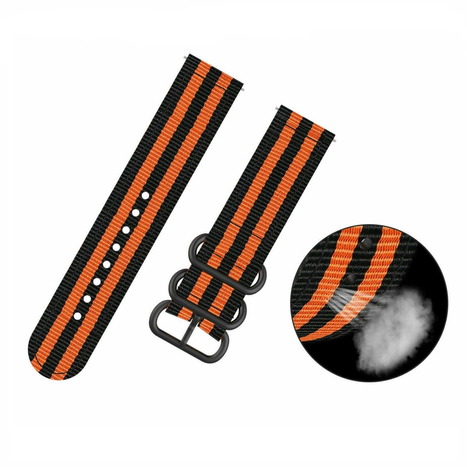 Samsung Galaxy Watch 4 - 44mm nylon gesp band (zwart/oranje) 