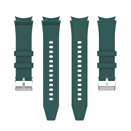 Silicone Strap 'Perfect Fit', dark green, laid flat, separate parts, direct top view