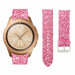 Samsung Galaxy Watch 42mm leren glitter bandje (roze)