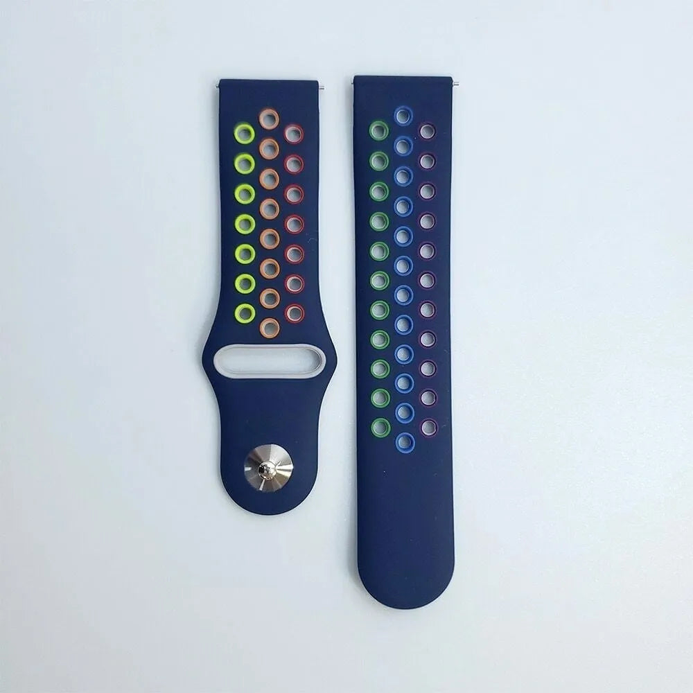 Silicone Sport Strap, laid flat, separate parts, direct top view