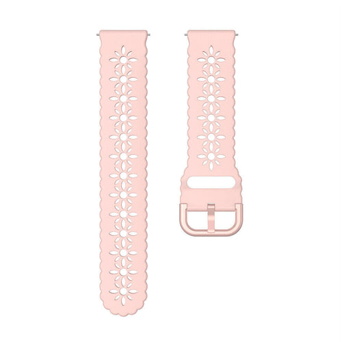 Patterned Silicone Strap, pink, laid flat, separate parts, direct top view