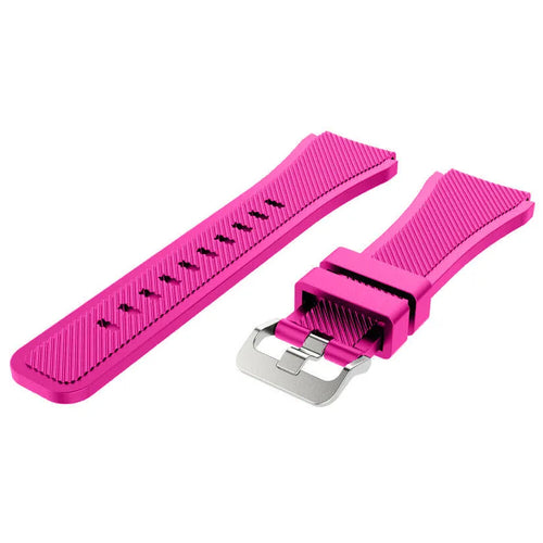 Twill Silicone Strap, bright pink, laid flat, separate parts, direct top view
