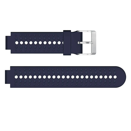 Silicone Strap, dark blue, laid flat, separate parts, direct top view