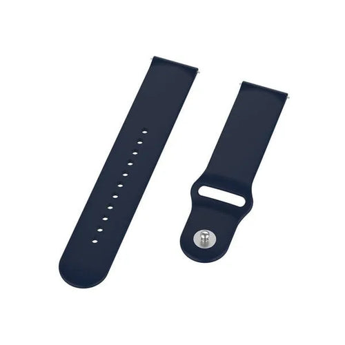Silicone Sport Strap, dark blue, laid flat, separate parts, direct top view