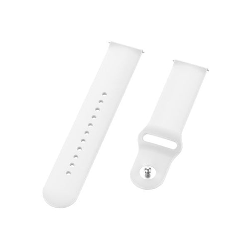 Silicone Sport Strap, white, laid flat, separate parts, direct top view