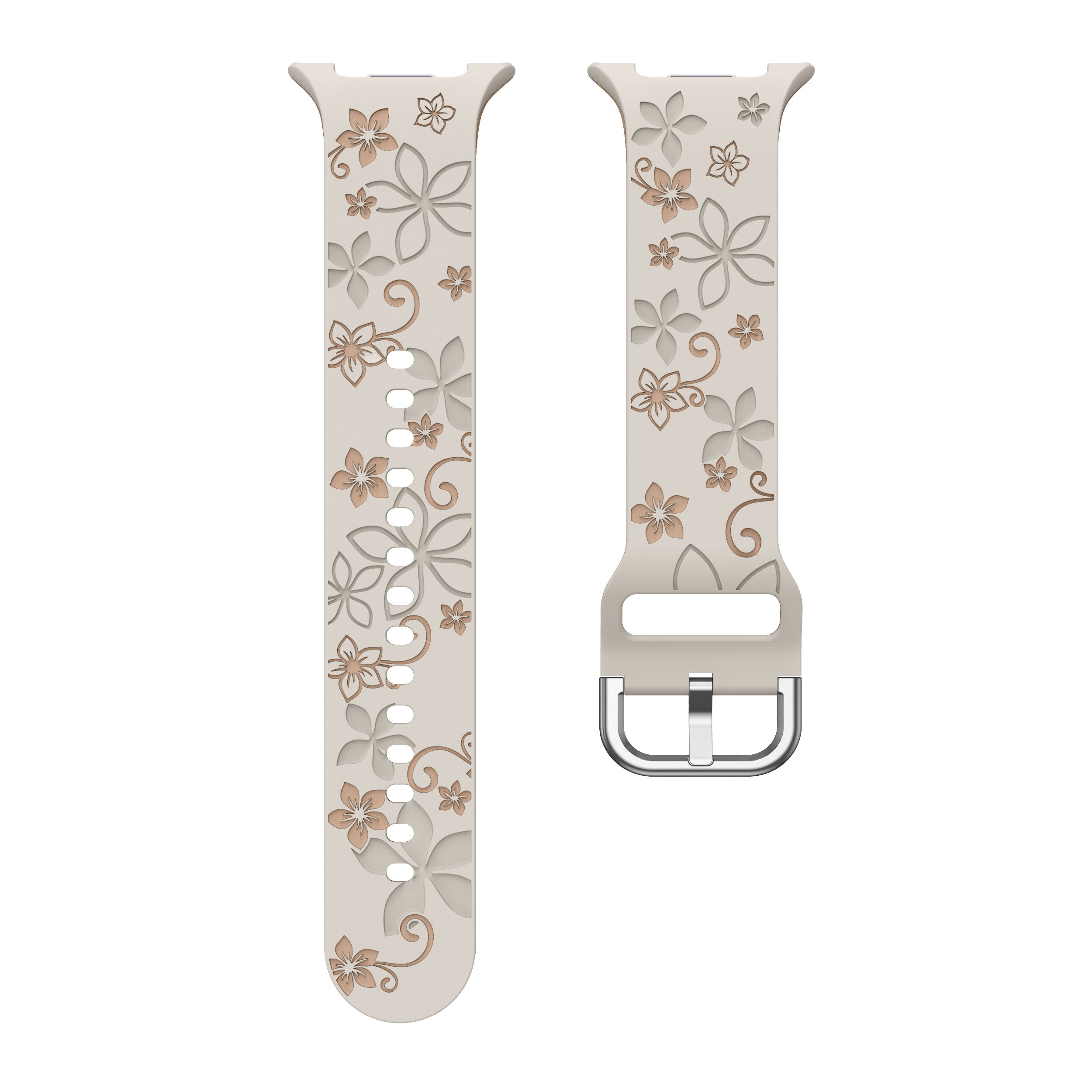 Samsung Galaxy Watch 8 Classic flower silicone band (sterrenlicht/beige)