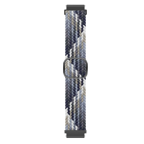 Nylon Adjustable Braided Strap, black/white, laid flat, joined, direct top view