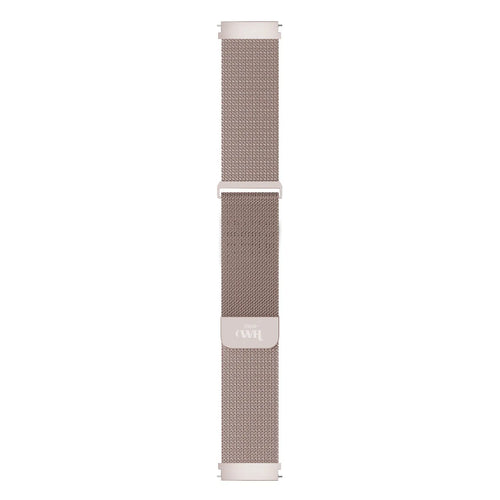 Milanese Strap, pink, laid flat, joined, direct top view