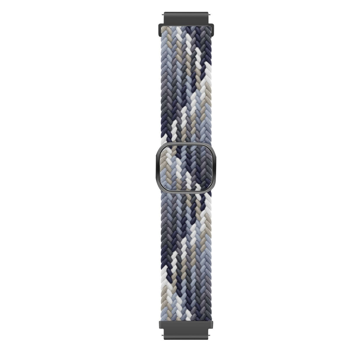 Nylon Adjustable Braided Strap, black/white, laid flat, joined, direct top view