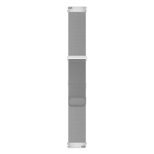 Milanese Strap, silver, laid flat, joined, direct top view