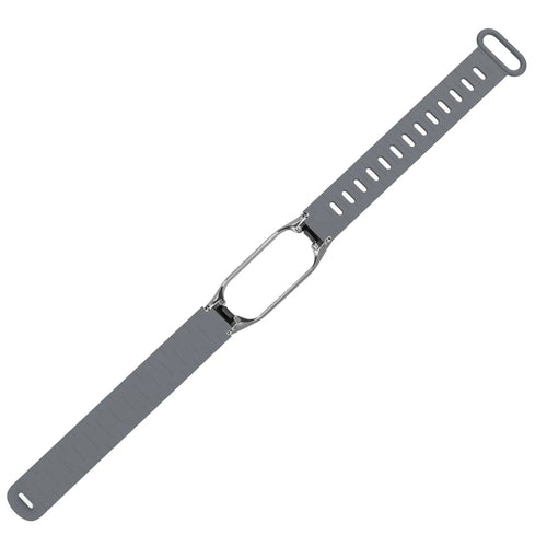 Silicone TPU Strap with Frame, dark grey, laid flat, joined, direct top view