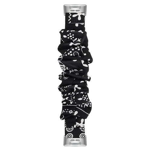 Nylon Scrunchie Strap, black mix, laid flat, joined, direct top view