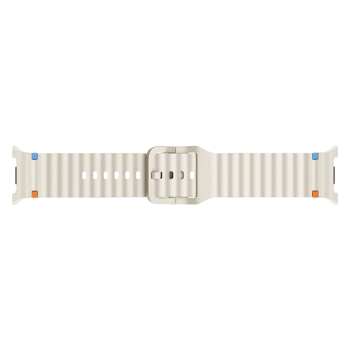 Wave Silicone Strap, starlight, laid flat, joined, direct top view