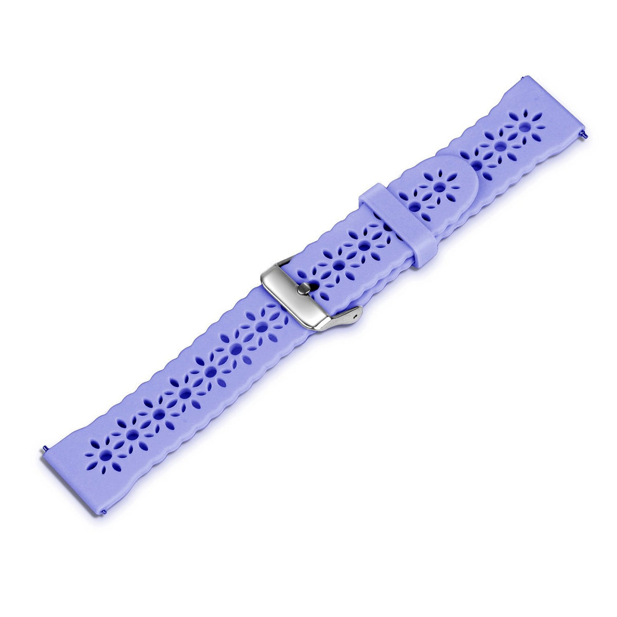 Patterned Silicone Strap, lilac, laid flat, joined, direct top view