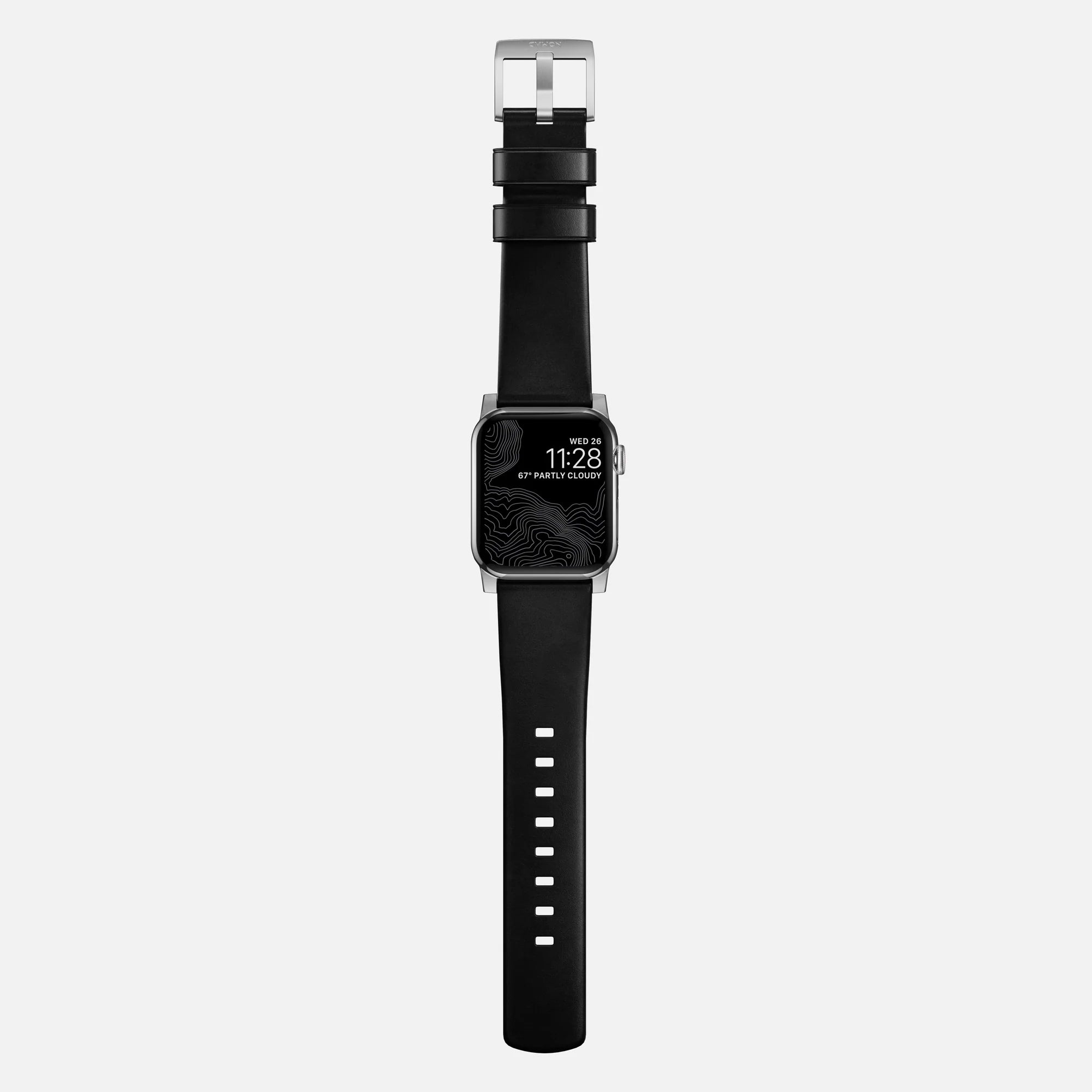 Nomad Modern Apple Watch leren bandje (zwart/zilver)