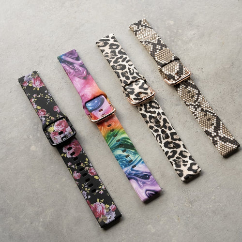 Print Silicone Strap, colourful, laid flat, joined, direct top view