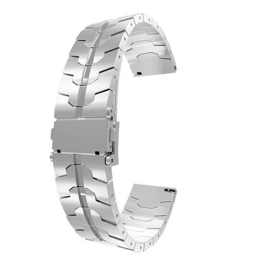 Steel Iron Strap, silver, laid flat, joined, direct top view