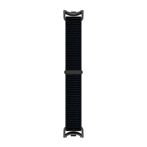 Modern Nylon Strap, black, laid flat, joined, direct top view