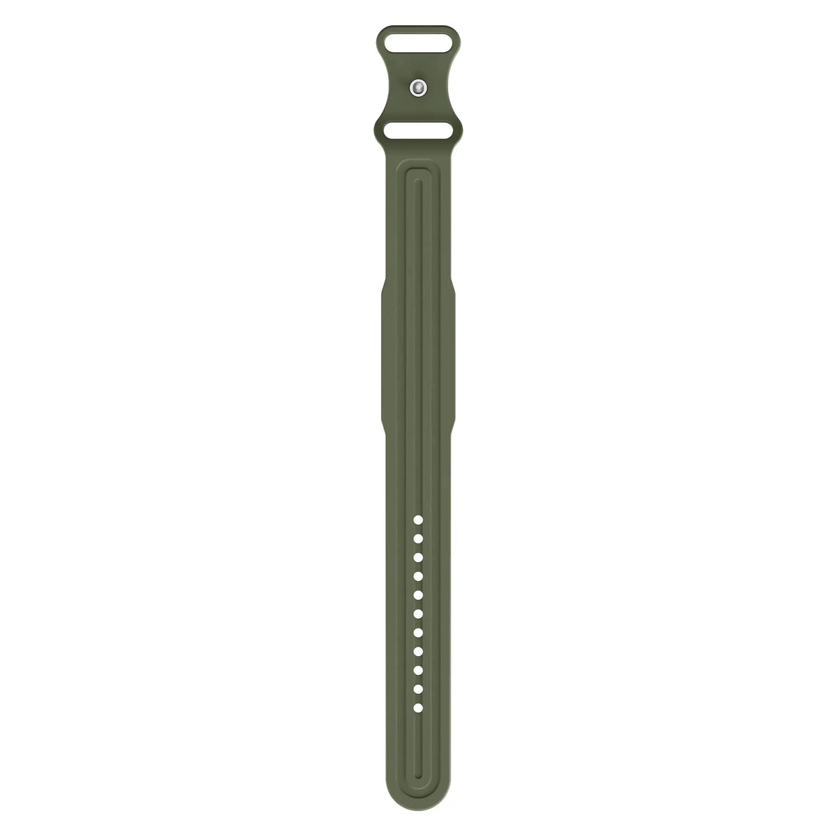 Silicone Strap 'Classic', army green, laid flat, joined, direct top view