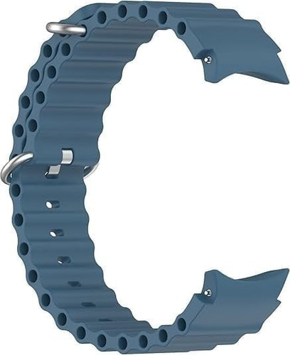 Silicone Ocean Strap, grey-blue, laid flat, joined, direct top view