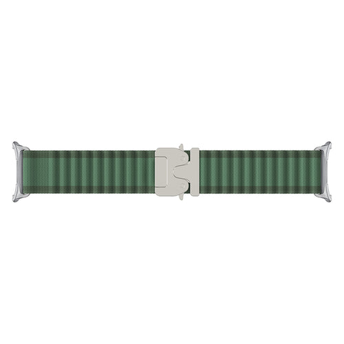 Samsung Galaxy Watch 9 - 40mm outdoor nylon band met P-buckle (groen met zilver)