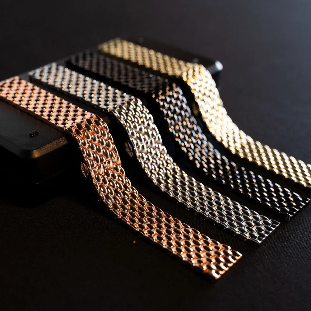 Steel Dragon Strap, rose gold, laid flat, joined, direct top view