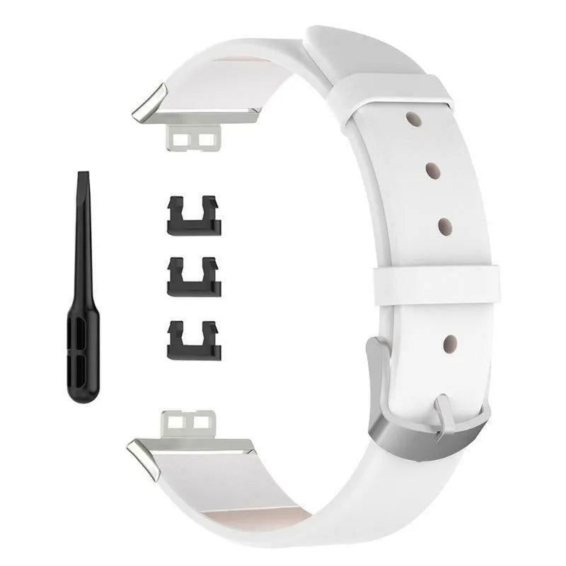 Leather Strap, white, laid flat, joined, direct top view
