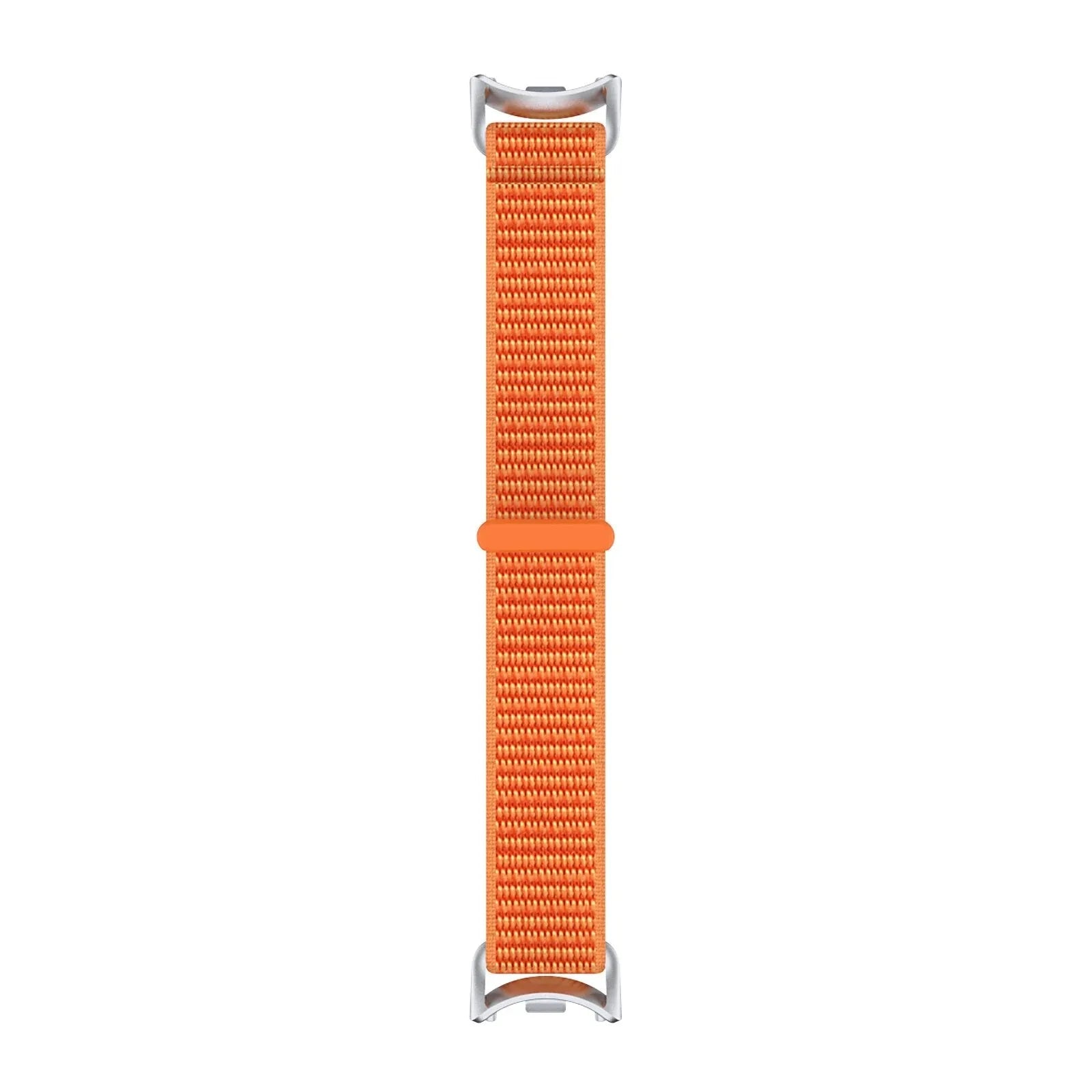 Modern Nylon Strap, orange, laid flat, joined, direct top view