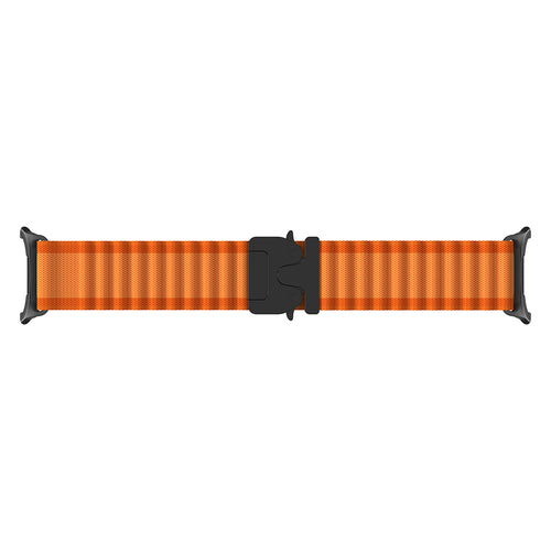 Samsung Galaxy Watch 9 - 44mm outdoor nylon band met P-buckle (oranje met zwart)
