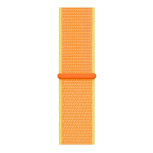 Nylon Strap, orange/yellow, laid flat, joined, direct top view