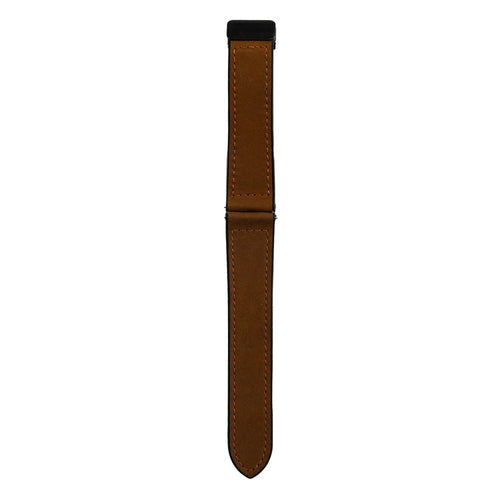D-Buckle Leather Strap, brown, laid flat, joined, direct top view