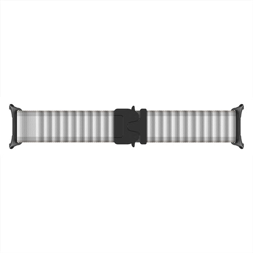 Samsung Galaxy Watch 8 Classic Outdoor Nylon Strap with P-Buckle (White with Black)