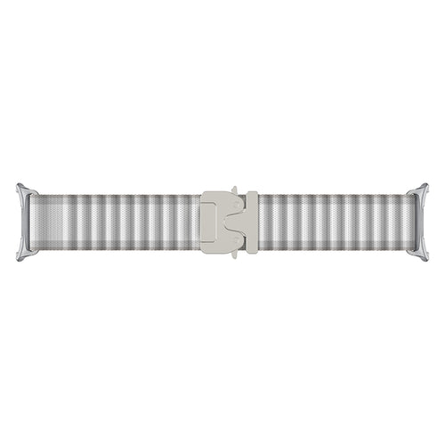 Samsung Galaxy Watch 9 - 44mm outdoor nylon band met P-buckle (wit met zilver)