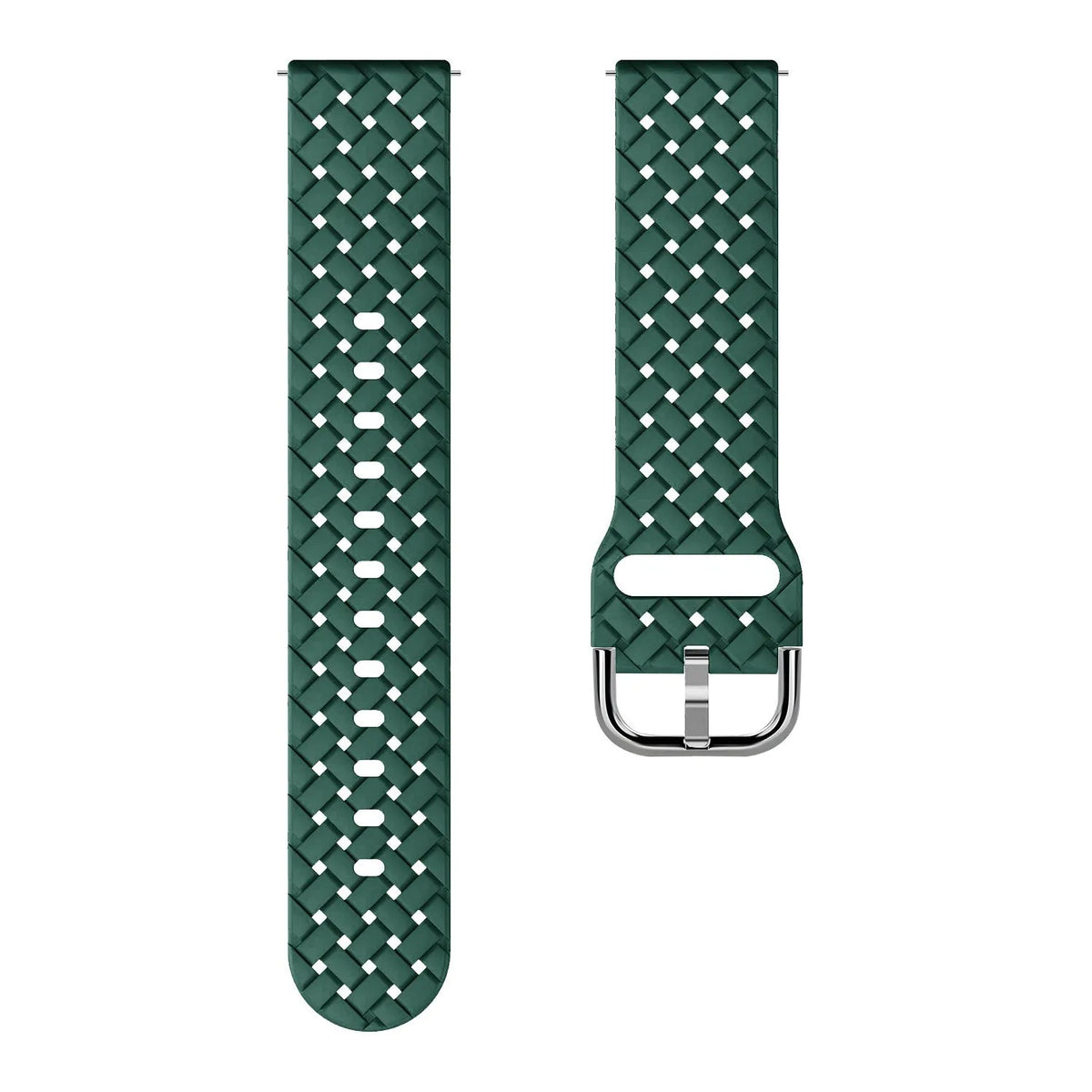 Braided Silicone Strap, laid flat, separate parts, top and underside view