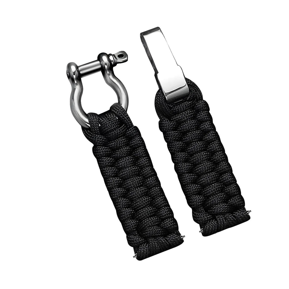 Nylon Rope Strap, laid flat, separate parts, top and underside view