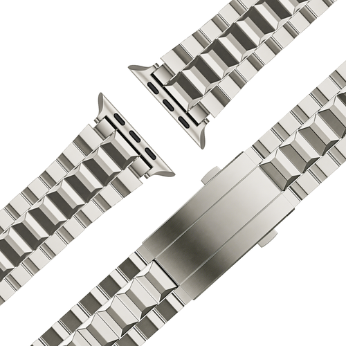 Titanium Strap 'Deluxe', laid flat, separate parts, top and underside view