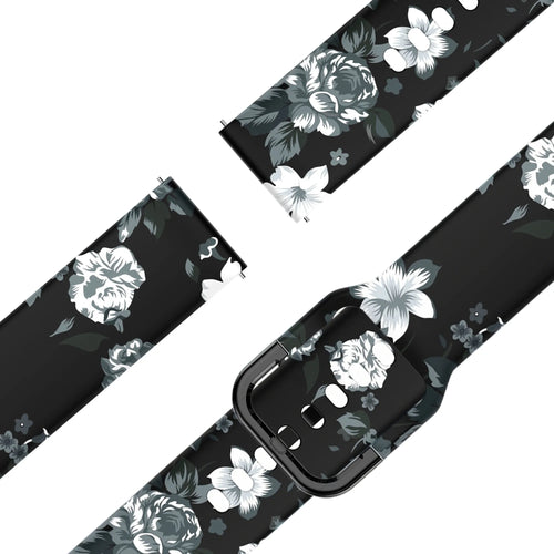 Bandz Garmin Vivomove Style siliconen band 'Grey Flower'
