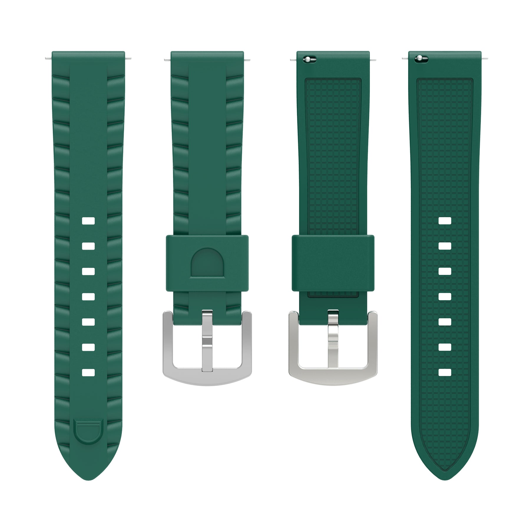 Universeel 24mm wave siliconen bandje (groen)