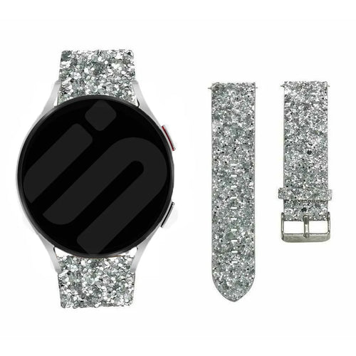 Amazfit Active leren glitter bandje (zilver)