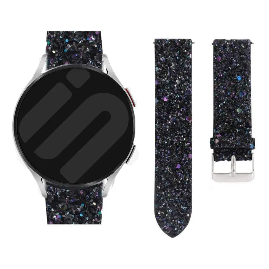 Coros Apex 2 leren glitter bandje (zwart)
