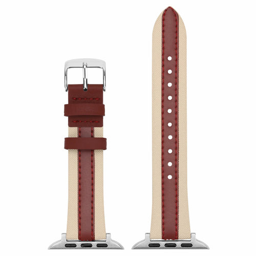 Apple Watch slim hybrid leren band (beige/rood)