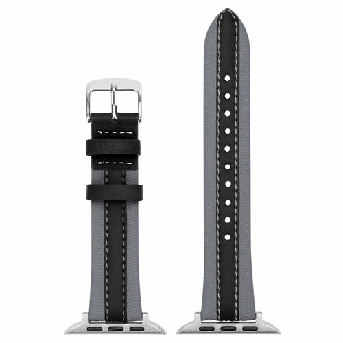 Apple Watch slim hybrid leren band (grijs/zwart)