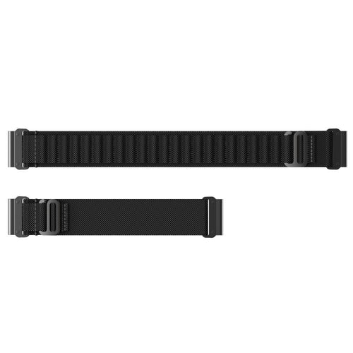 Alpine Nylon Strap, laid flat, separate parts, top and underside view