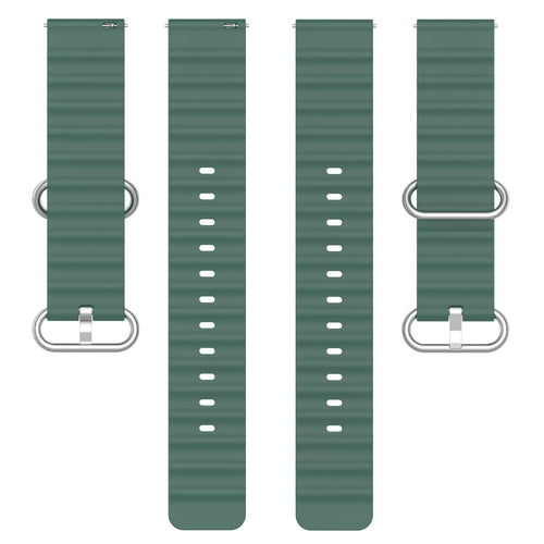 Silicone Ocean Strap, laid flat, separate parts, top and underside view