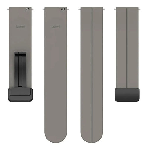 D-Buckle Silicone Strap, laid flat, separate parts, top and underside view
